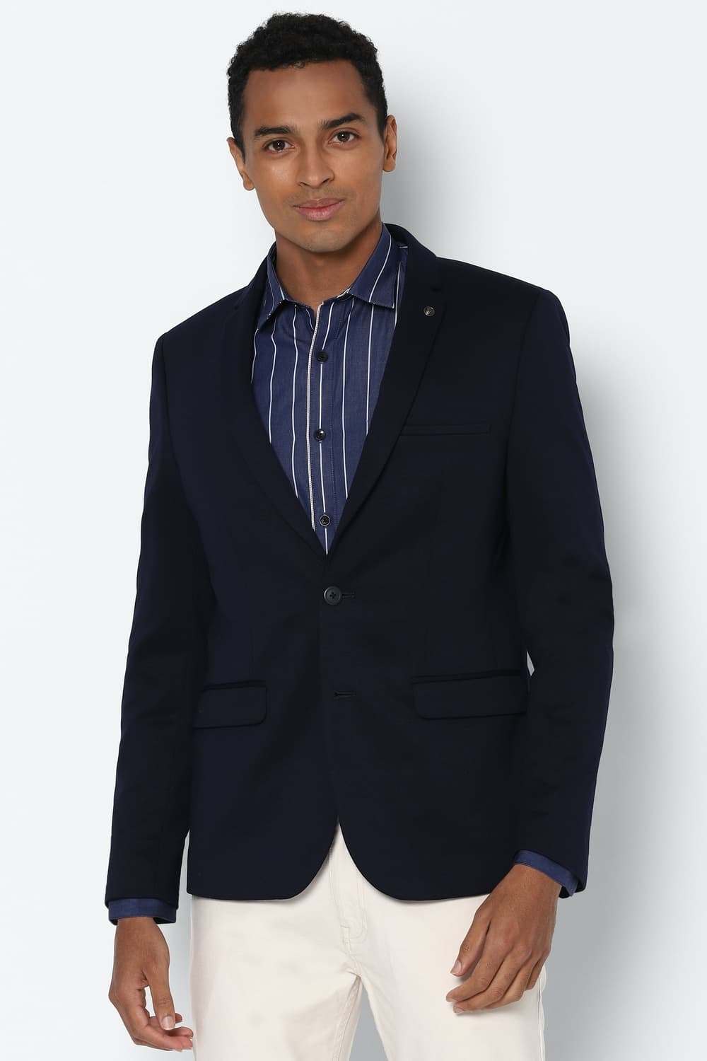 Men Navy Super Slim Fit Solid Formal Blazer Men Navy Super Slim Fit Solid Formal Blazer