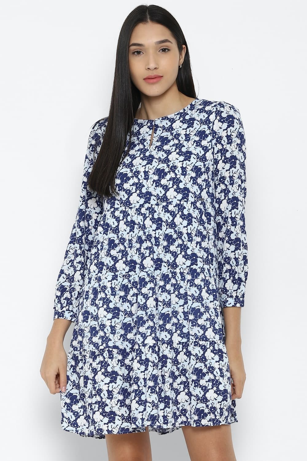 Women Blue Printed Casual Dress Women Blue Printed Casual Dress