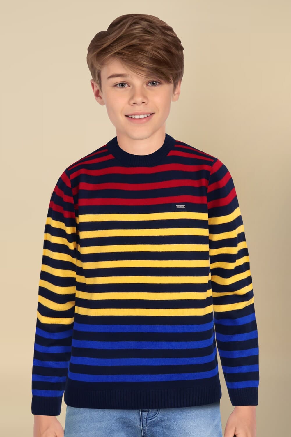 Boys Navy Striped Regular Fit Sweater | Allen Solly Boys Navy Striped Regular Fit Sweater | Allen Solly