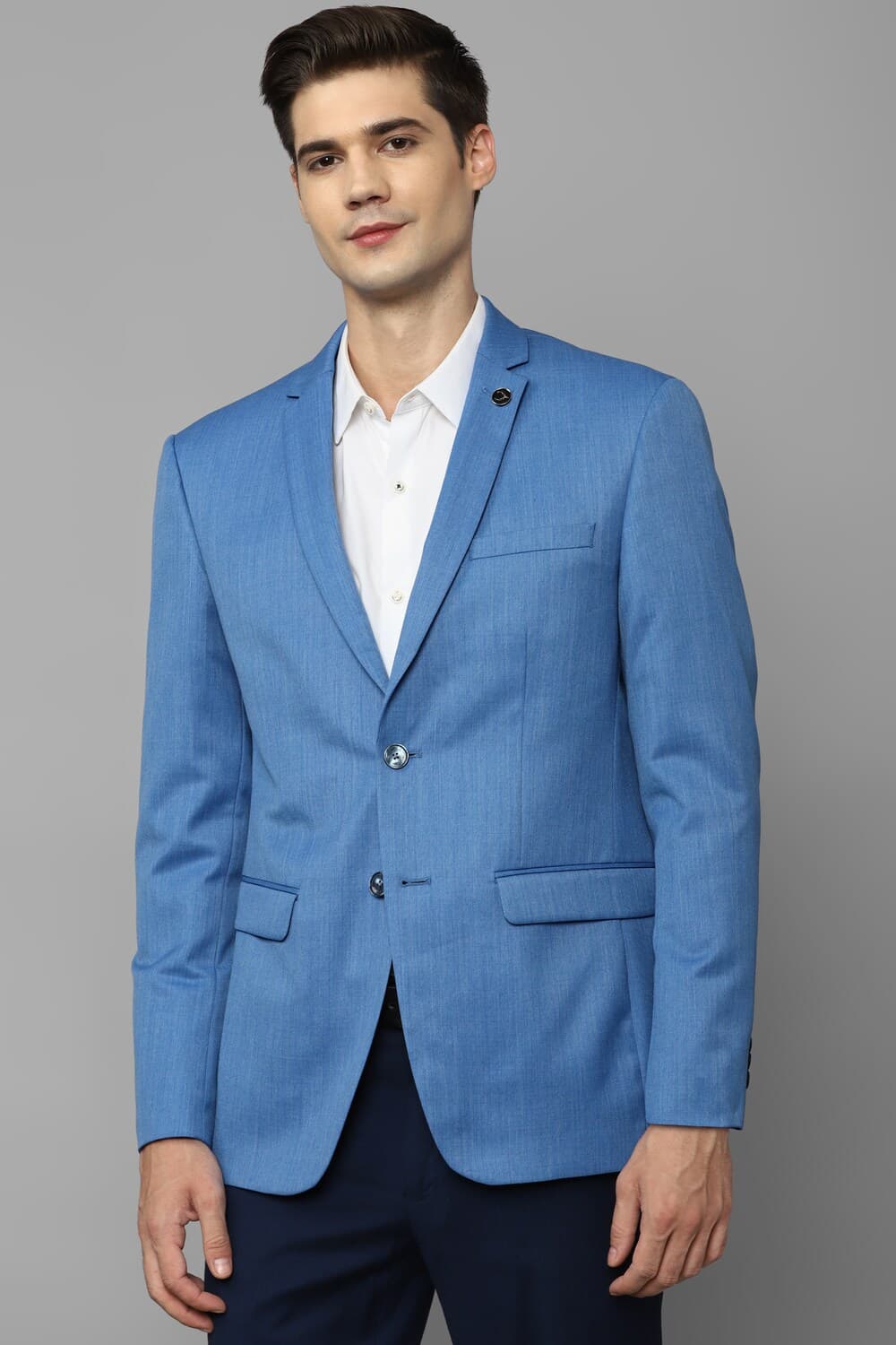 Men Blue Slim Fit Solid Formal Blazer Men Blue Slim Fit Solid Formal Blazer