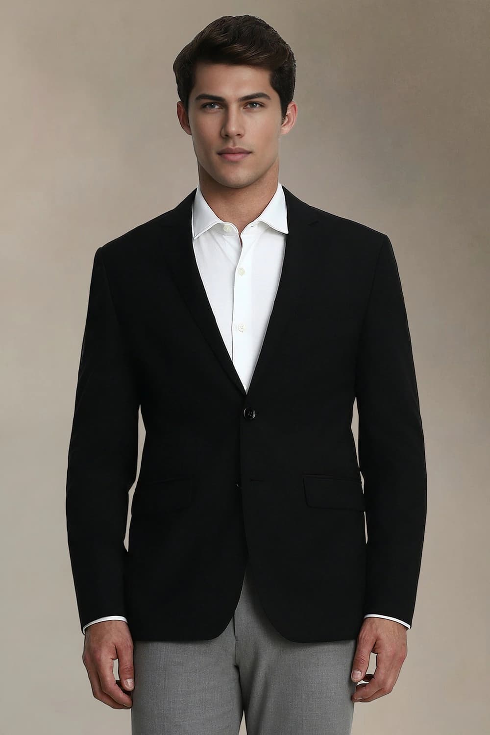 Men Black Slim Fit Solid Formal Blazer | Louisphilippe Men Black Slim Fit Solid Formal Blazer | Louisphilippe
