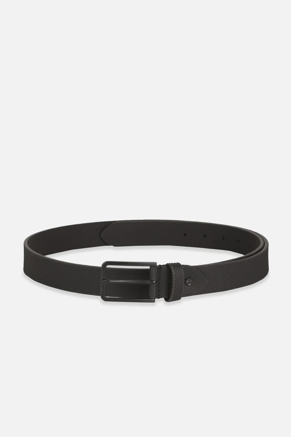 Men Black Textured Genuine Leather Formal Belt | Louisphilippe Men Black Textured Genuine Leather Formal Belt | Louisphilippe