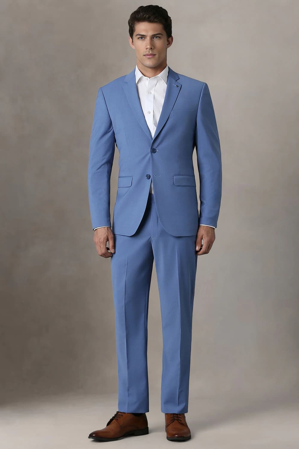 Men Blue Slim Fit Textured Formal Two Piece Suit | Louisphilippe Men Blue Slim Fit Textured Formal Two Piece Suit | Louisphilippe