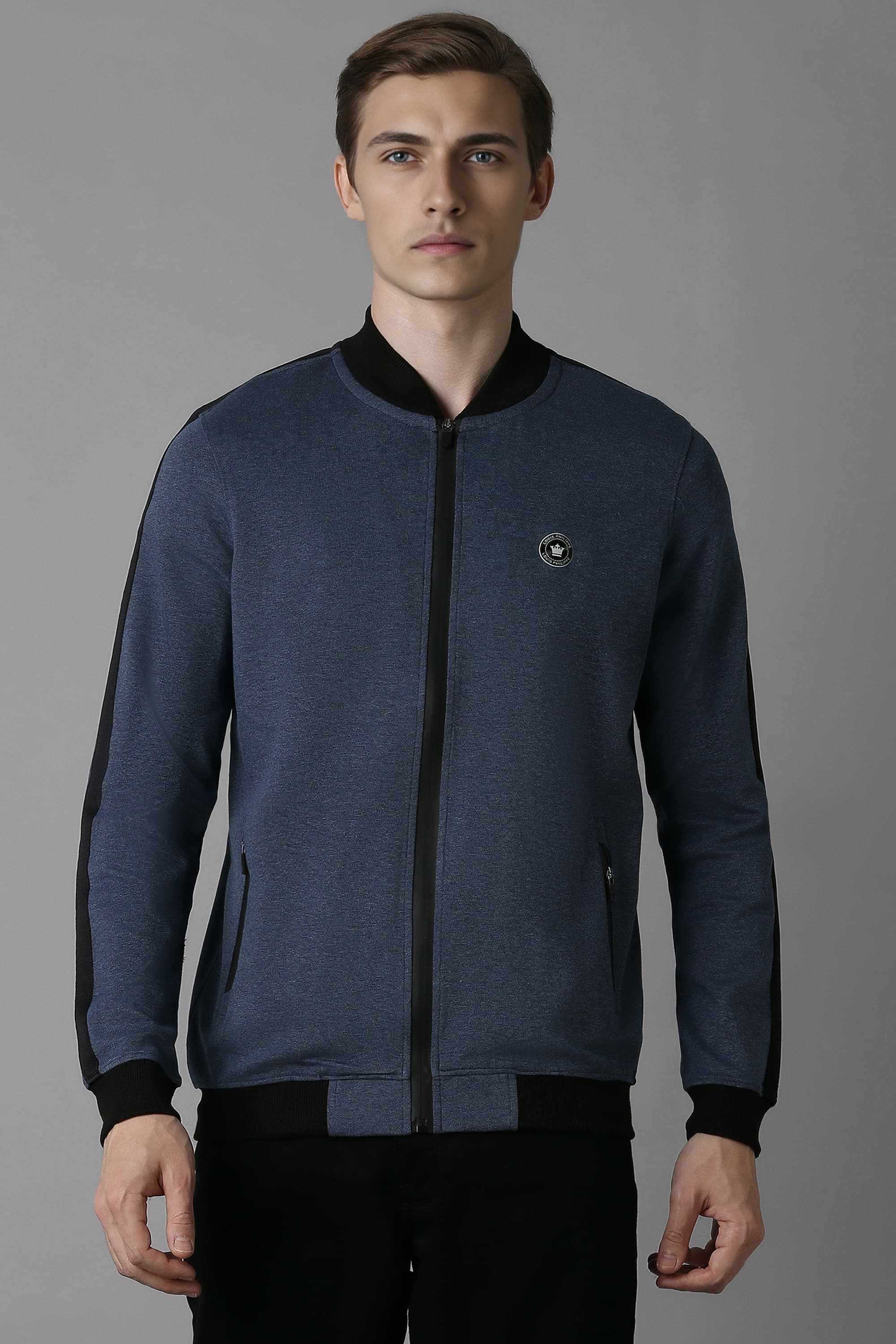 Men Casual Navy Stripe Sweatshirt | Louisphilippe Men Casual Navy Stripe Sweatshirt | Louisphilippe