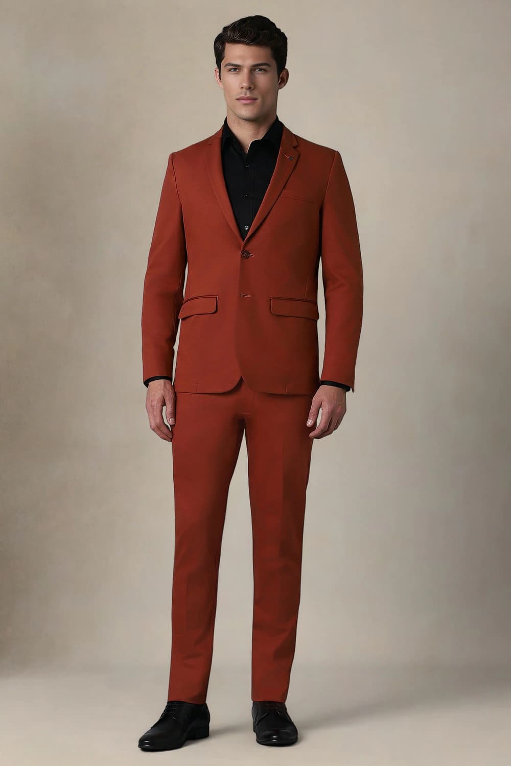 Men Maroon Slim Fit Solid Formal Two Piece Suit | Louisphilippe Men Maroon Slim Fit Solid Formal Two Piece Suit | Louisphilippe