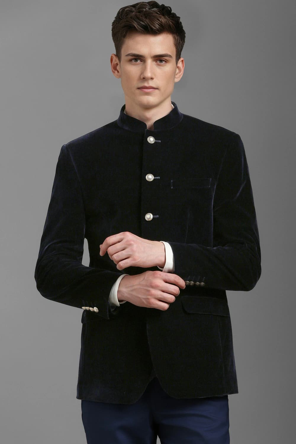 Men Navy Regular Fit Solid Formal Blazer | Louisphilippe Men Navy Regular Fit Solid Formal Blazer | Louisphilippe