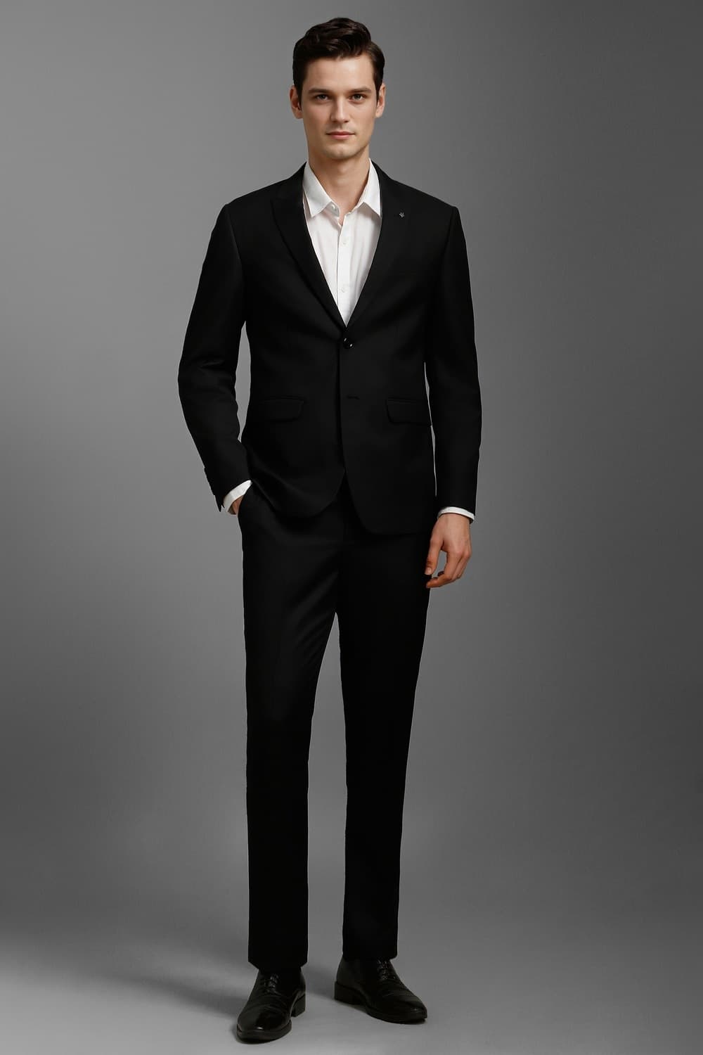 Men Black Regular Fit Textured Formal Two Piece Suit | Louisphilippe Men Black Regular Fit Textured Formal Two Piece Suit | Louisphilippe