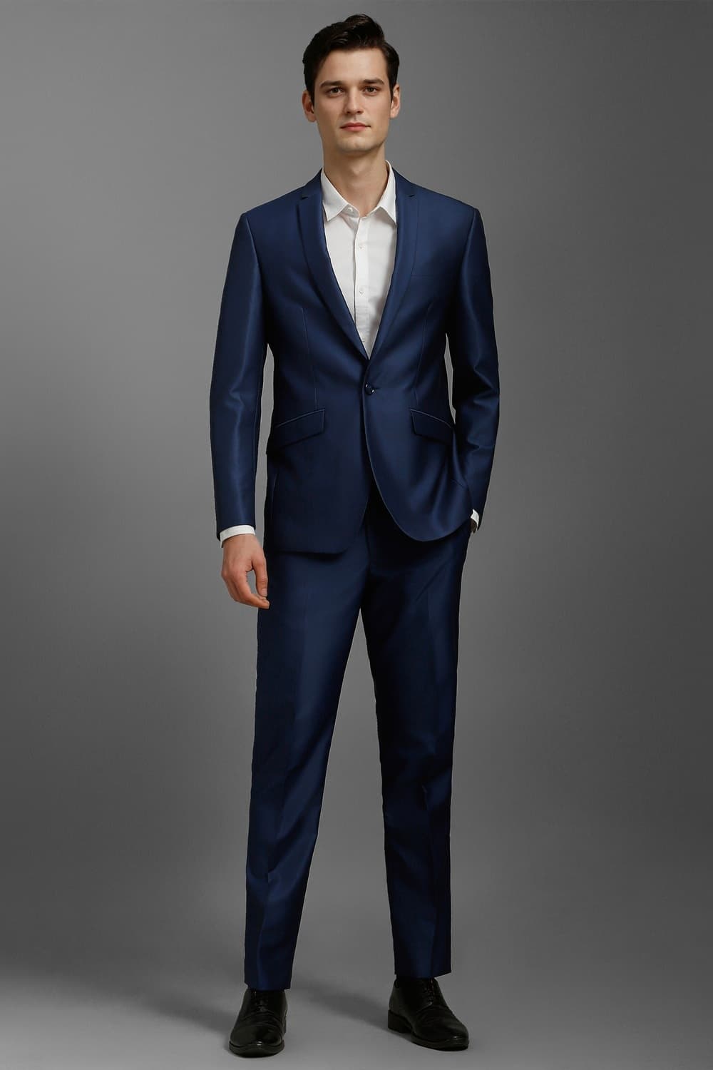 Men Navy Slim Fit Textured Formal Two Piece Suit | Louisphilippe Men Navy Slim Fit Textured Formal Two Piece Suit | Louisphilippe