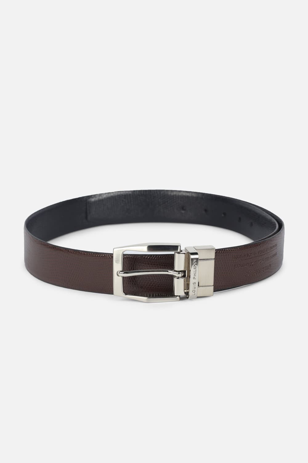 Men Brown Textured Leather Casual Belt | Louisphilippe Men Brown Textured Leather Casual Belt | Louisphilippe