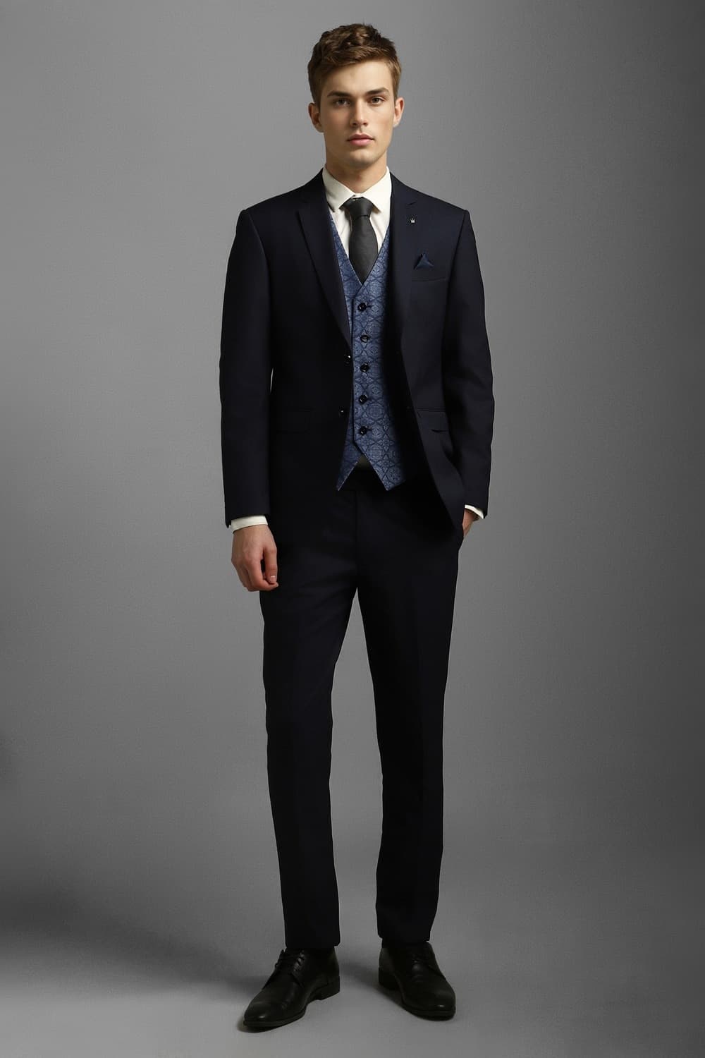 Men Black Slim Fit Textured Formal Three Piece Suit | Louisphilippe Men Black Slim Fit Textured Formal Three Piece Suit | Louisphilippe