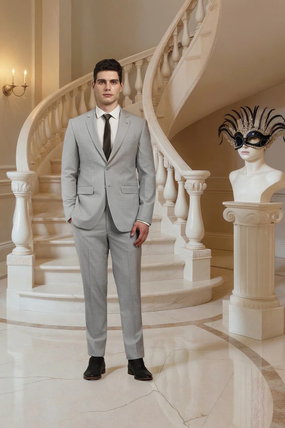 Men Grey Textured Formal Two Piece Suit | Louisphilippe Men Grey Textured Formal Two Piece Suit | Louisphilippe
