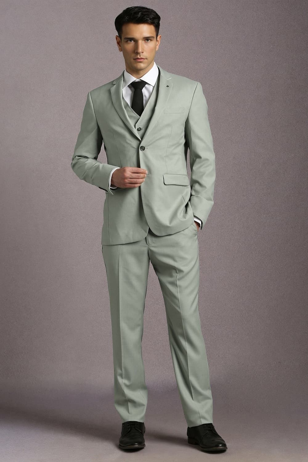 Men Green Textured Formal Three Piece Suit | Louisphilippe Men Green Textured Formal Three Piece Suit | Louisphilippe