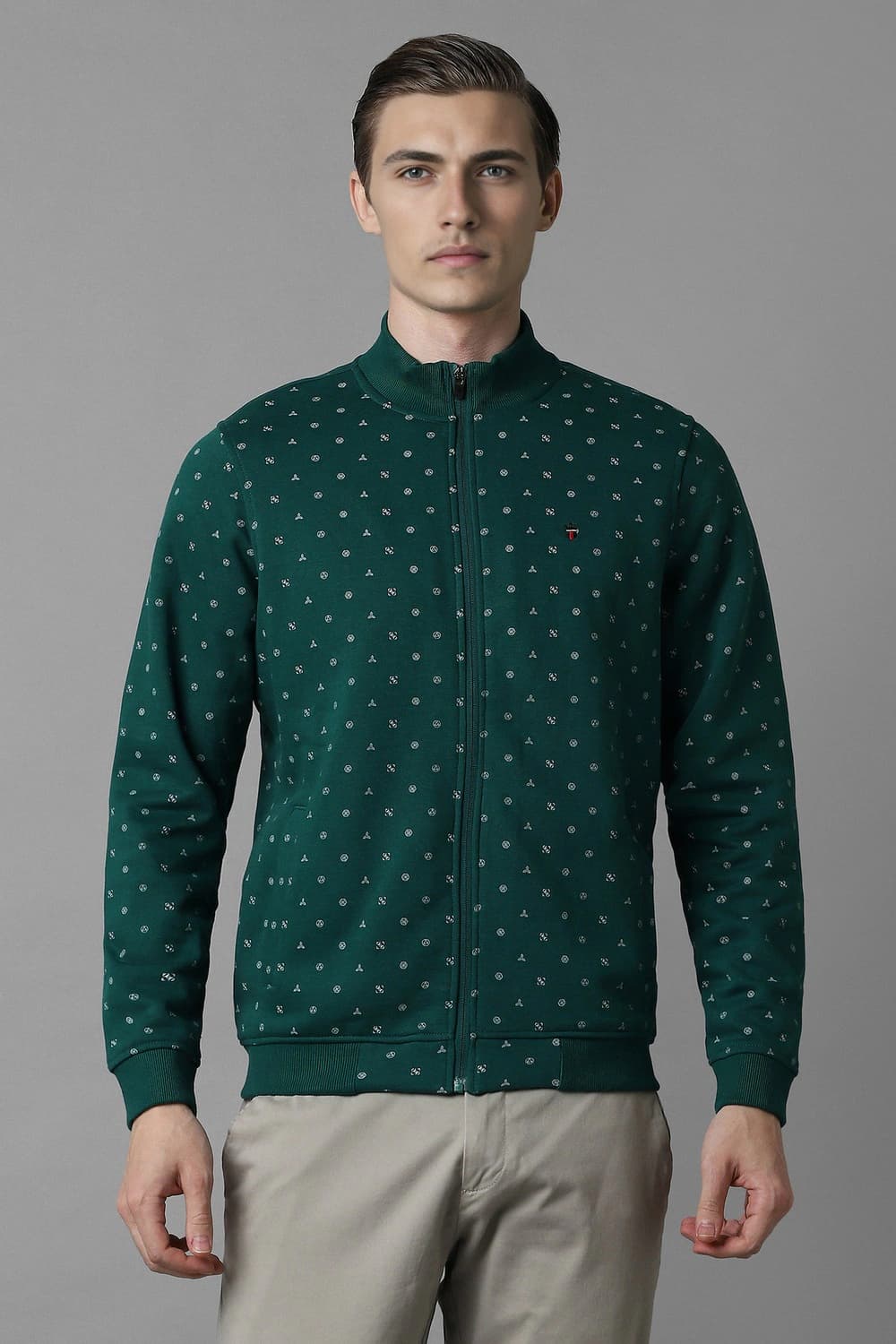 Men Casual Green Print Sweatshirt | Louisphilippe Men Casual Green Print Sweatshirt | Louisphilippe