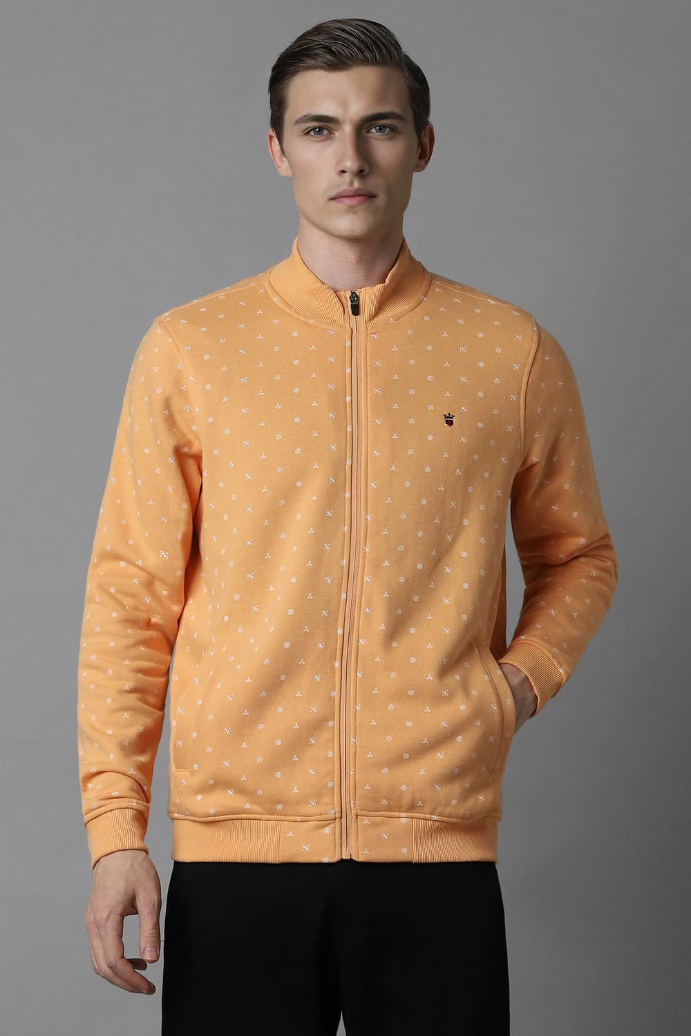 Men Casual Peach Print Sweatshirt | Louisphilippe Men Casual Peach Print Sweatshirt | Louisphilippe