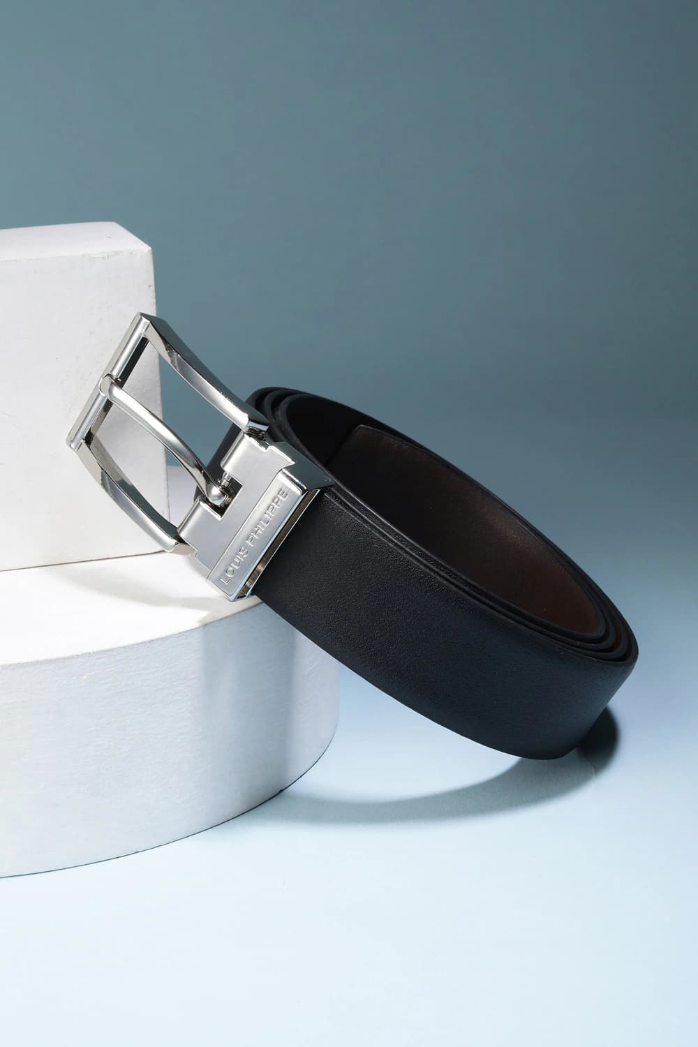 Men Black Solid Genuine Leather Formal Belt | Louisphilippe Men Black Solid Genuine Leather Formal Belt | Louisphilippe