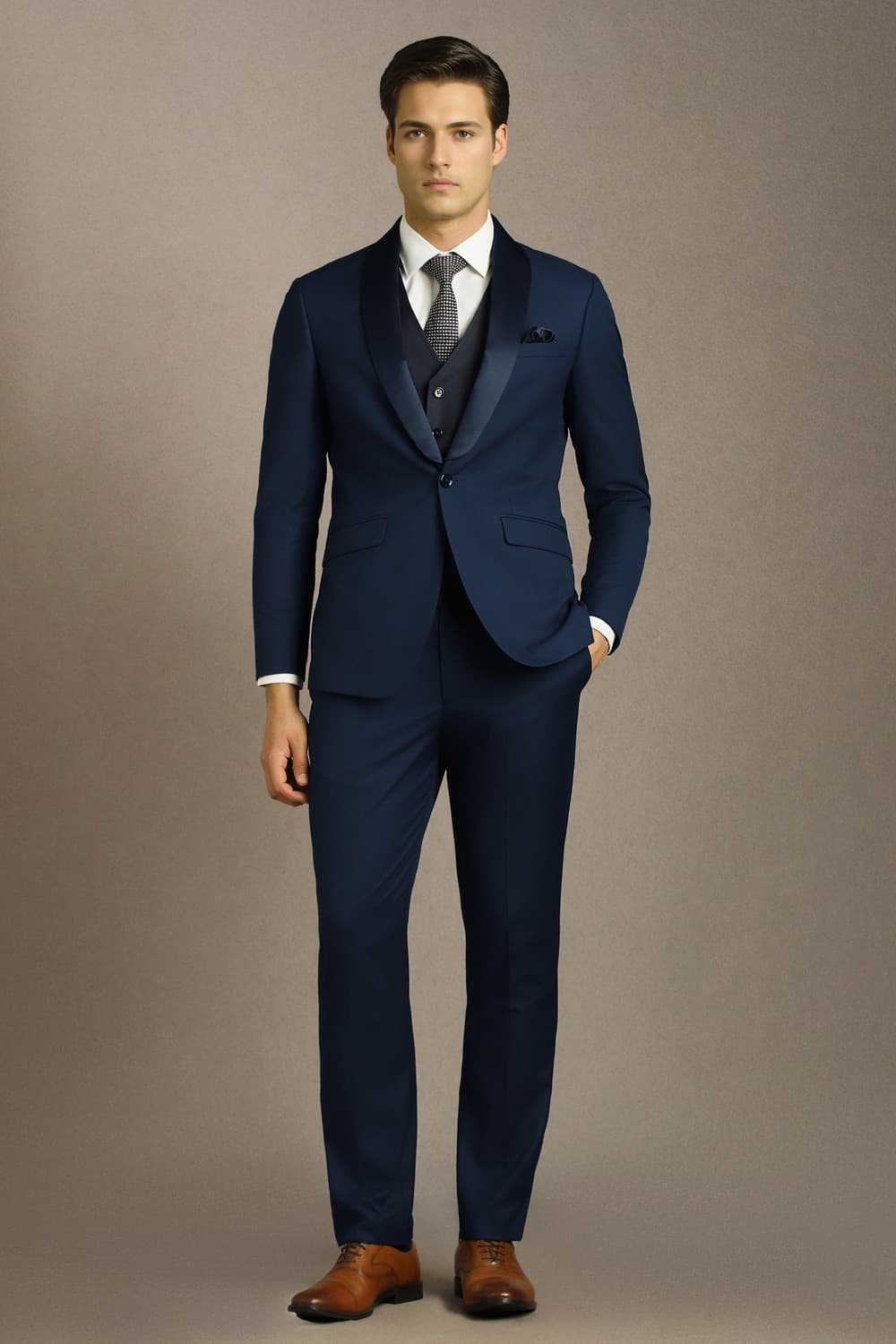 Men Navy Textured Formal Three Piece Suit | Louisphilippe Men Navy Textured Formal Three Piece Suit | Louisphilippe