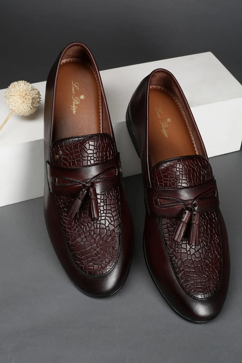 Men Maroon Slip Ons | Louisphilippe Men Maroon Slip Ons | Louisphilippe