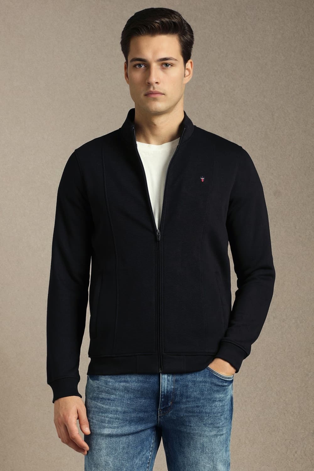 Men Casual Black Solid Sweatshirt | Louisphilippe Men Casual Black Solid Sweatshirt | Louisphilippe