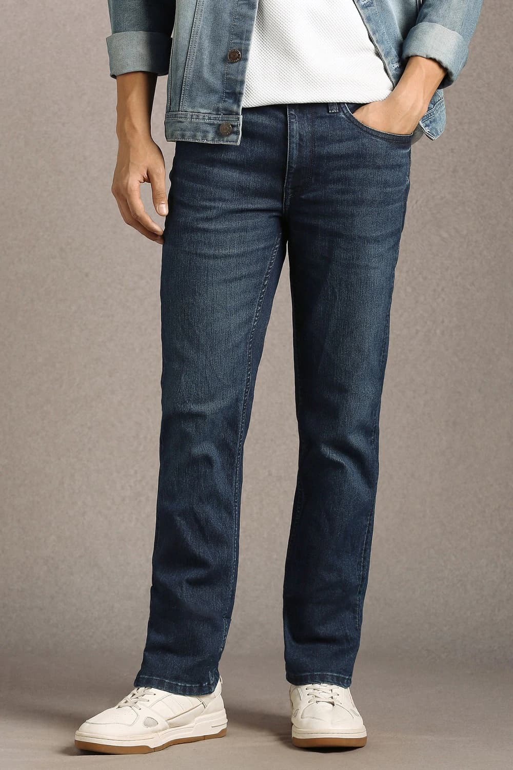 Men Navy Slim Fit Jeans | Louisphilippe Men Navy Slim Fit Jeans | Louisphilippe