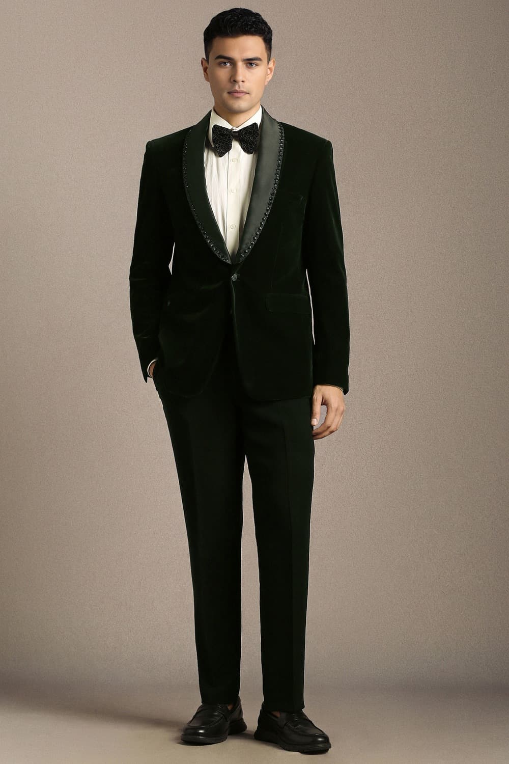 Men Green Embellished Formal Two Piece Suit | Louisphilippe Men Green Embellished Formal Two Piece Suit | Louisphilippe