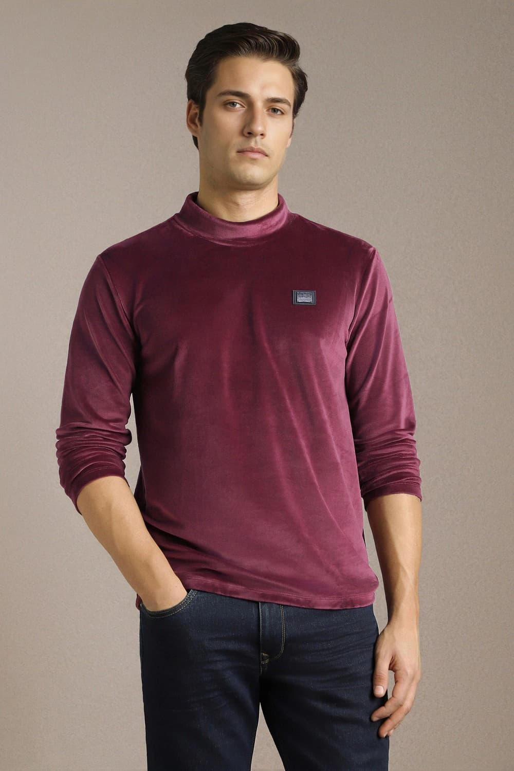 Men Maroon Solid T-shirt | Louisphilippe Men Maroon Solid T-shirt | Louisphilippe
