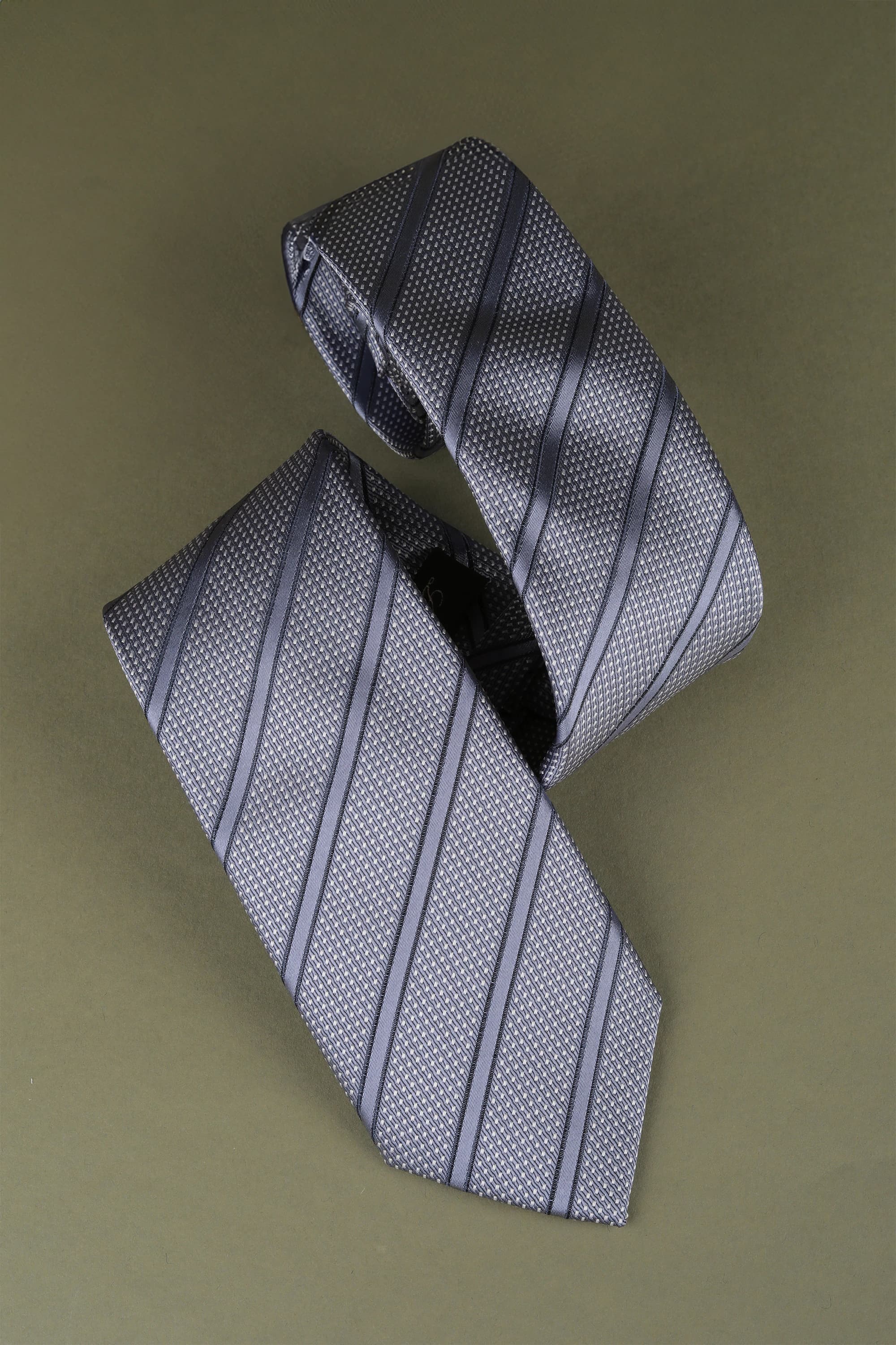 Men Grey Stripe Tie | Louisphilippe Men Grey Stripe Tie | Louisphilippe