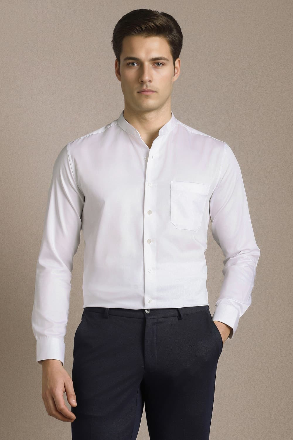 Men White Slim Fit Solid Full Sleeves Formal Shirt | Louisphilippe Men White Slim Fit Solid Full Sleeves Formal Shirt | Louisphilippe