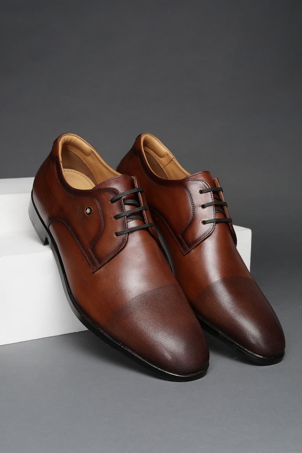 Men Brown Leather Lace Up Shoes | Louisphilippe Men Brown Leather Lace Up Shoes | Louisphilippe