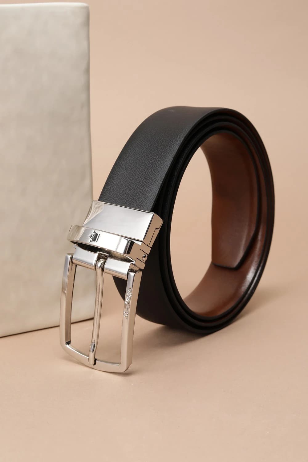 Men Black Solid Leather Formal Belt | Louisphilippe Men Black Solid Leather Formal Belt | Louisphilippe