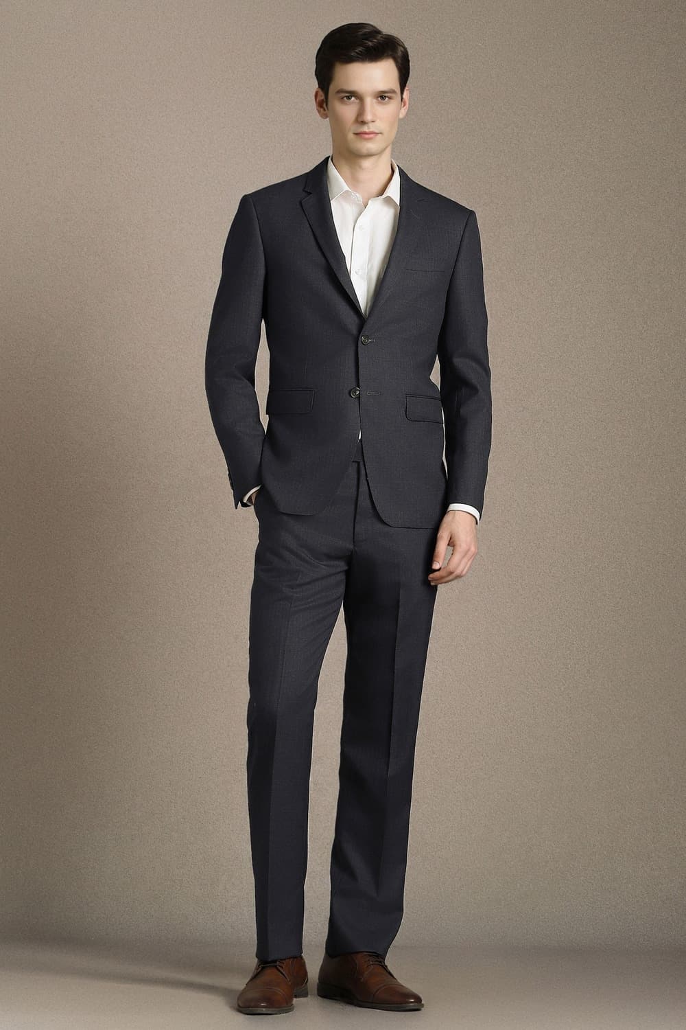 Men Grey Textured Formal Two Piece Suit | Louisphilippe Men Grey Textured Formal Two Piece Suit | Louisphilippe