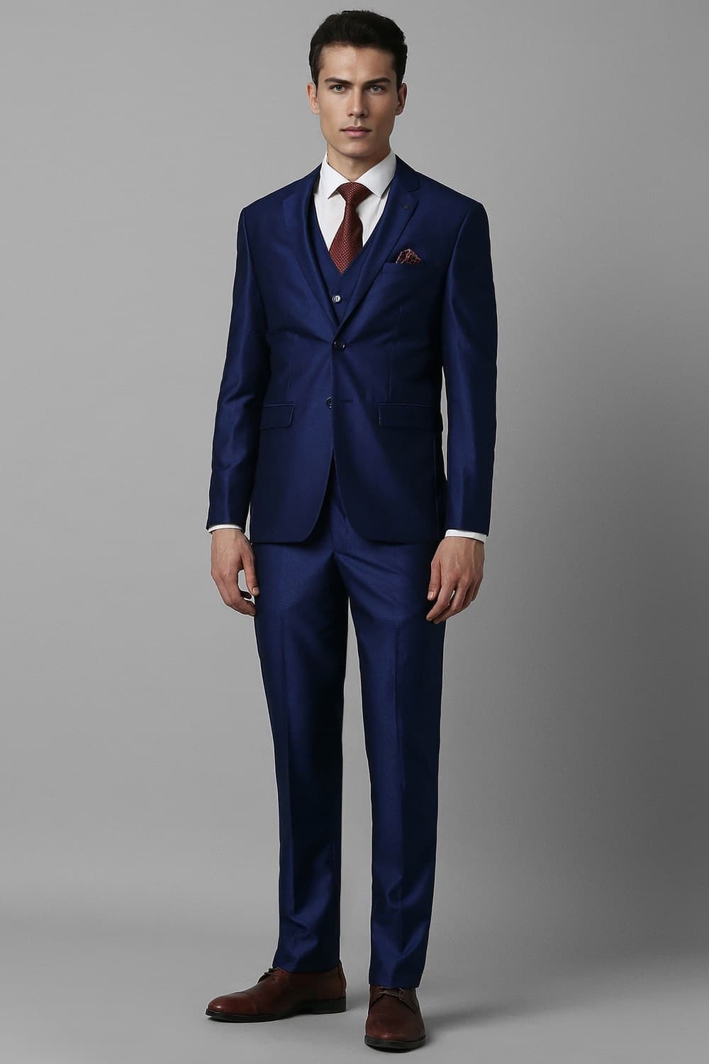 Men Navy Textured Formal Three Piece Suit | Louisphilippe Men Navy Textured Formal Three Piece Suit | Louisphilippe