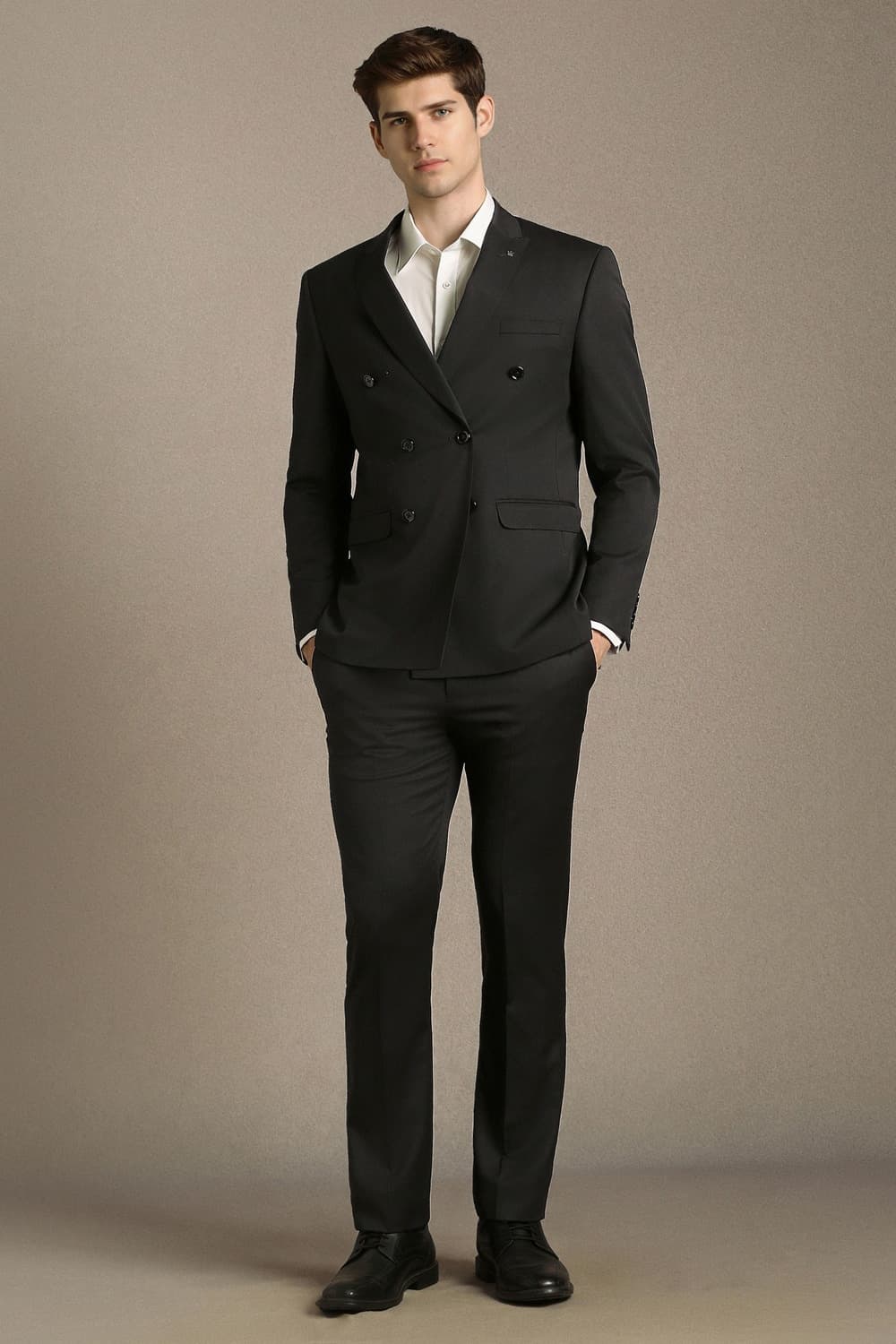 Men Black Solid Formal Two Piece Suit | Louisphilippe Men Black Solid Formal Two Piece Suit | Louisphilippe