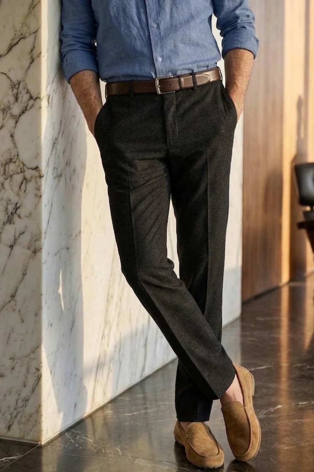 Men Black Regular Fit Solid Flat Front Formal Trousers | Louisphilippe Men Black Regular Fit Solid Flat Front Formal Trousers | Louisphilippe