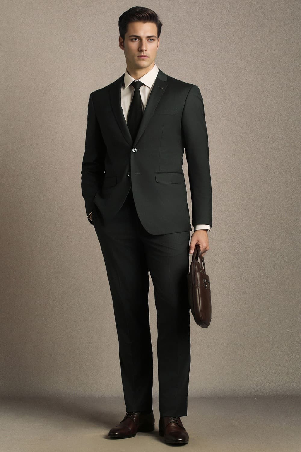 Men Dark Green Solid Formal Two Piece Suit | Louisphilippe Men Dark Green Solid Formal Two Piece Suit | Louisphilippe