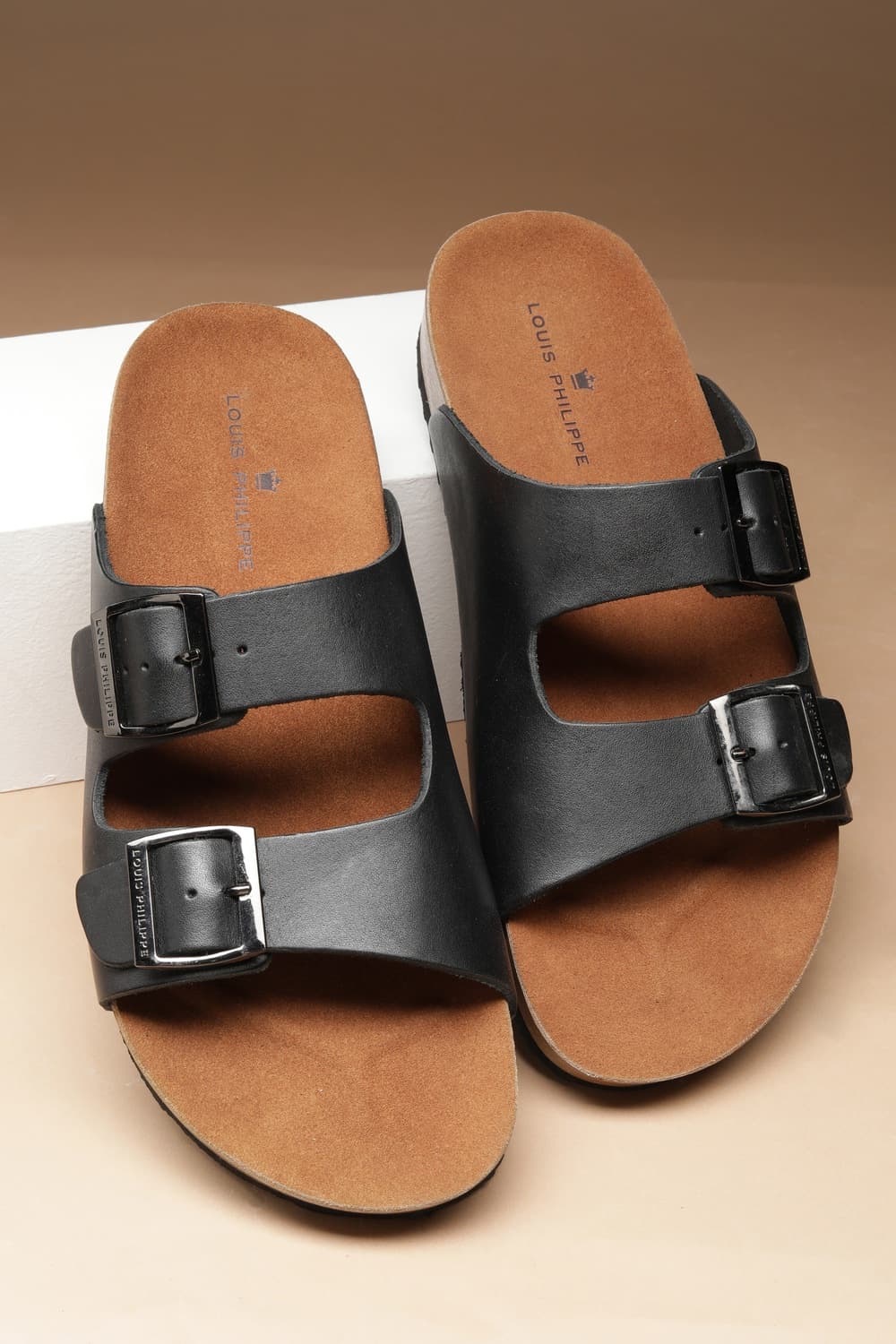 Men Black Solid Sandals | Louisphilippe Men Black Solid Sandals | Louisphilippe