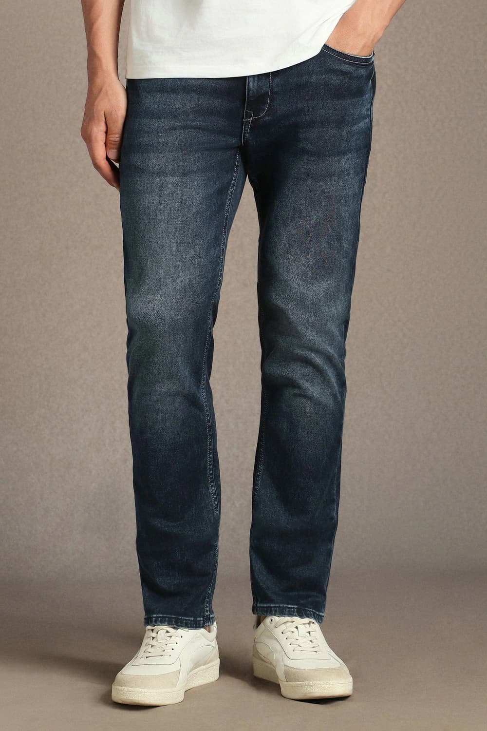 Men Navy Slim Fit Jeans | Louisphilippe Men Navy Slim Fit Jeans | Louisphilippe