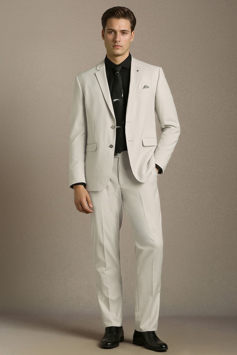 Men Beige Textured Formal Two Piece Suit | Louisphilippe Men Beige Textured Formal Two Piece Suit | Louisphilippe