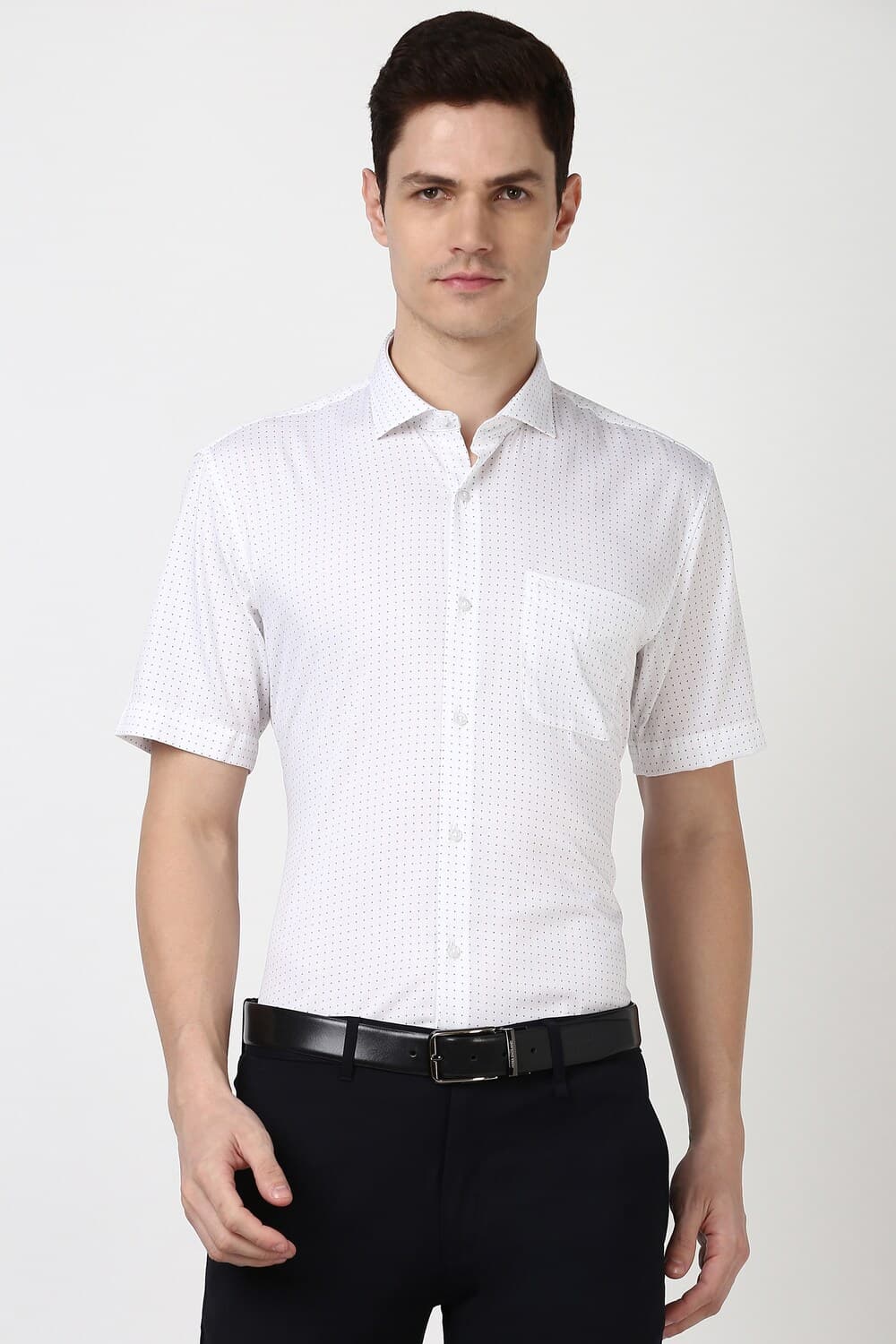 Men Lilac Regular Fit Half Sleeves Formal Shirt | Peterengland Men Lilac Regular Fit Half Sleeves Formal Shirt | Peterengland