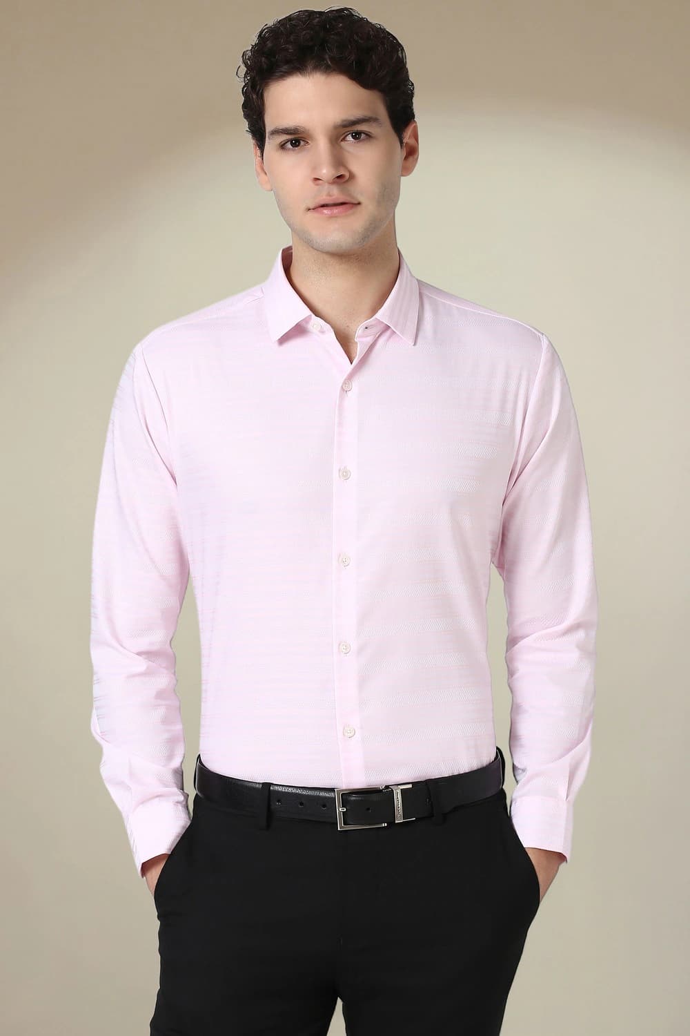 Men Pink Regular Fit Full Sleeves Formal Shirt | Peterengland Men Pink Regular Fit Full Sleeves Formal Shirt | Peterengland