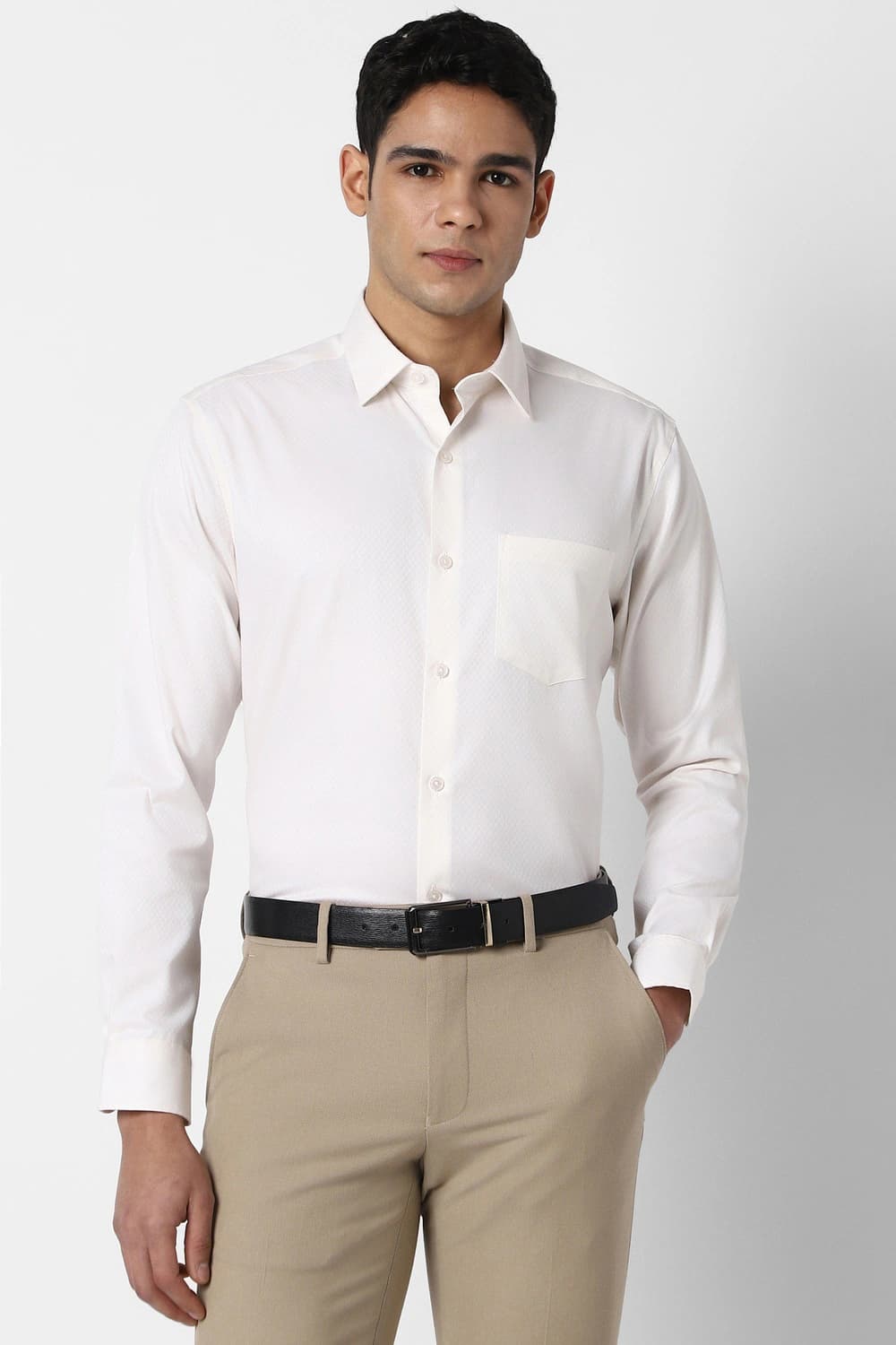 Men White Regular Fit Full Sleeves Formal Shirt | Peterengland Men White Regular Fit Full Sleeves Formal Shirt | Peterengland