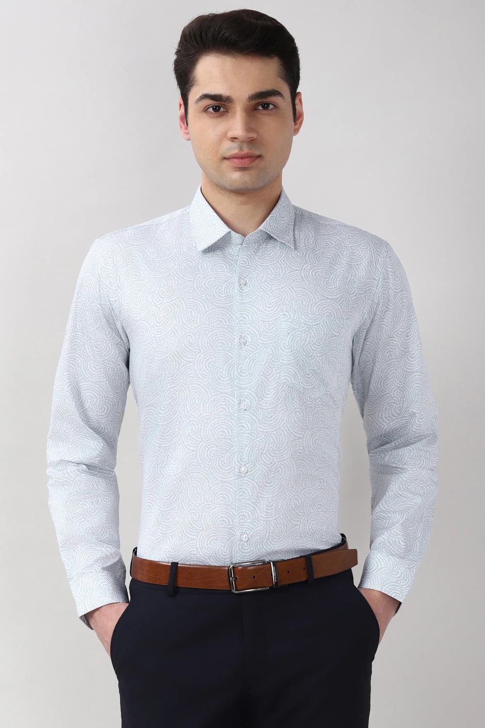Men Blue Regular Fit Full Sleeves Formal Shirt | Peterengland Men Blue Regular Fit Full Sleeves Formal Shirt | Peterengland