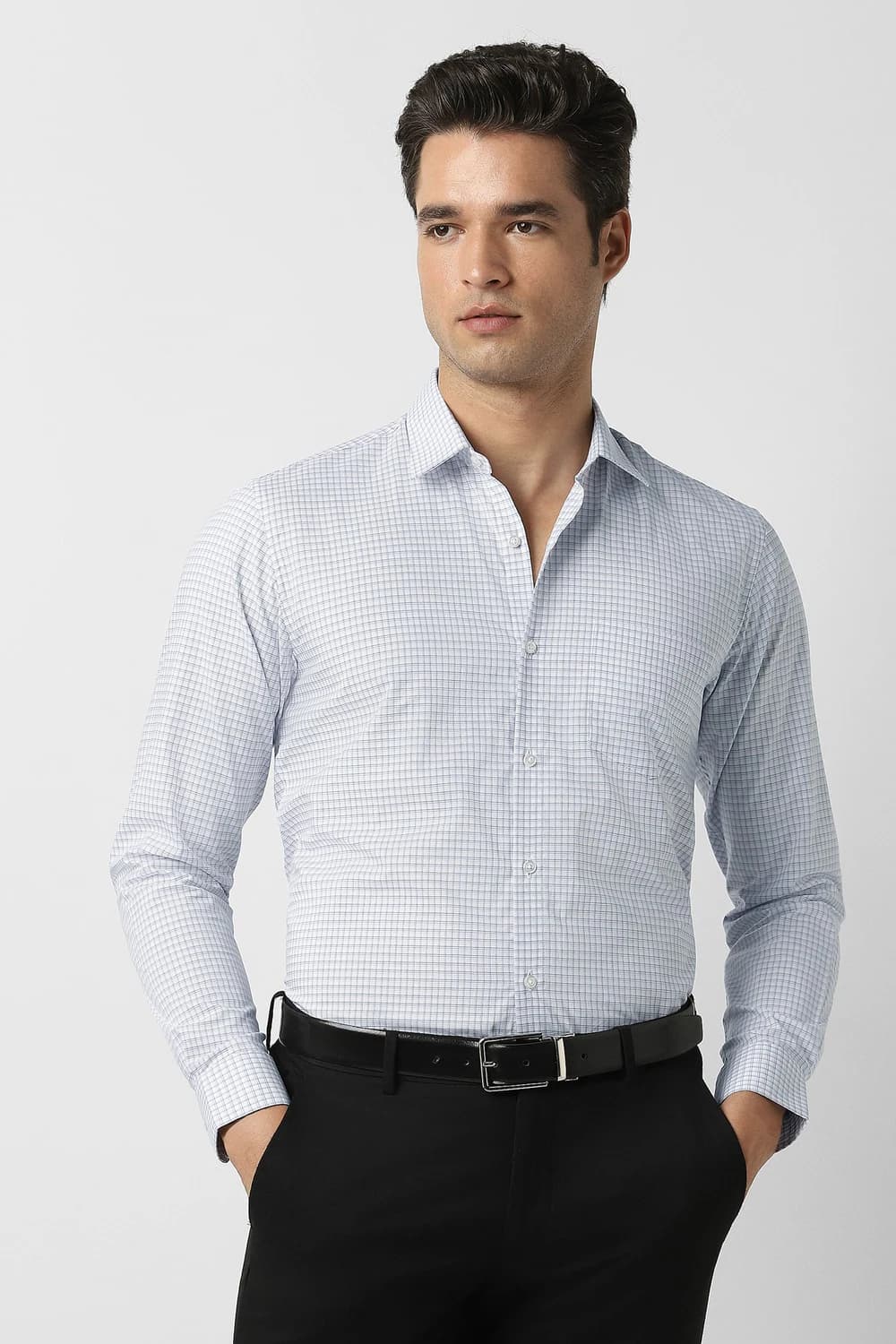 Men Light Blue Nuvo Fit Full Sleeves Formal Shirt | Peterengland Men Light Blue Nuvo Fit Full Sleeves Formal Shirt | Peterengland