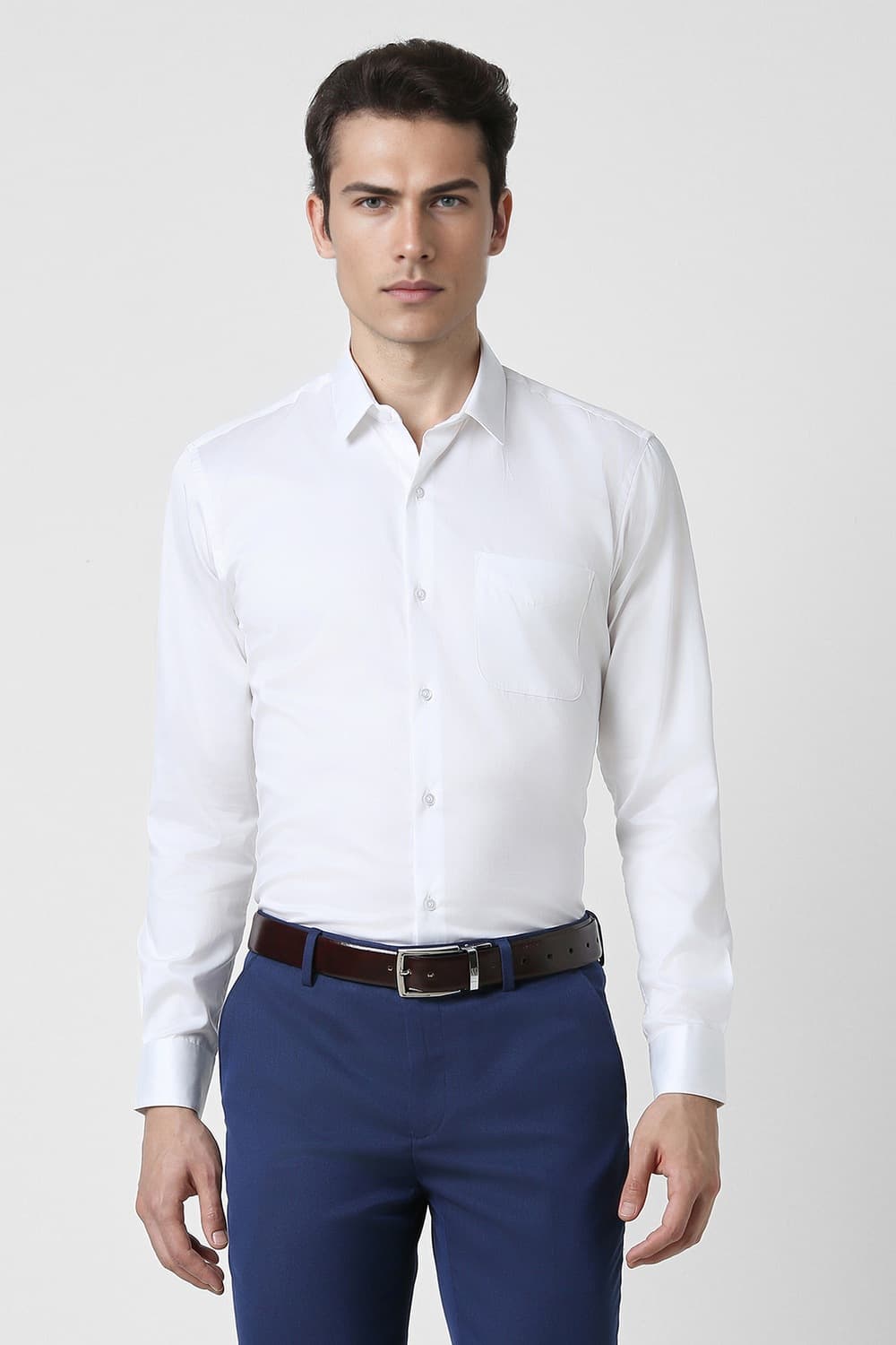 Men White Regular Fit Full Sleeves Formal Shirt | Peterengland Men White Regular Fit Full Sleeves Formal Shirt | Peterengland