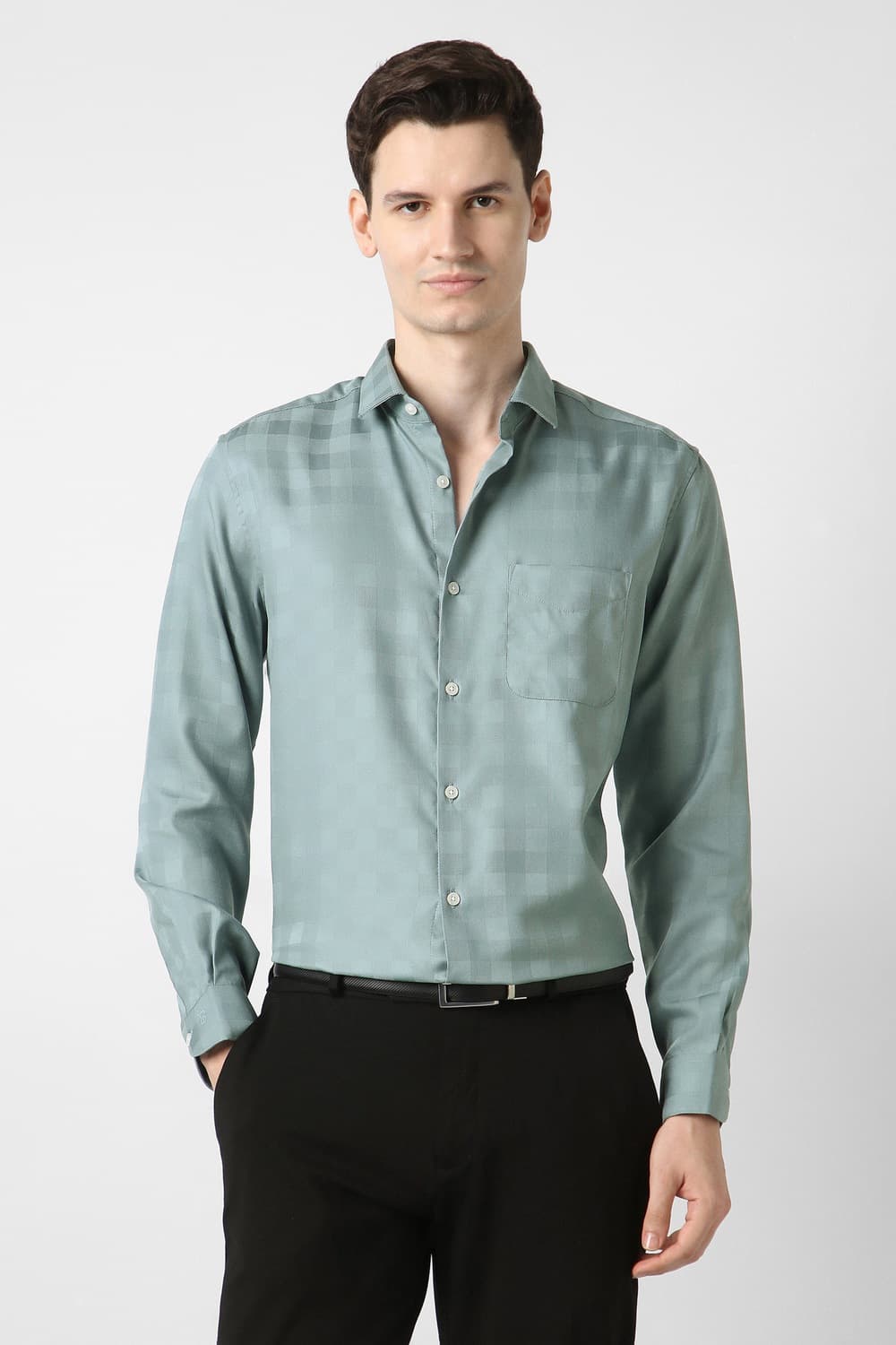 Men Blue Regular Fit Shirt | Peterengland Men Blue Regular Fit Shirt | Peterengland