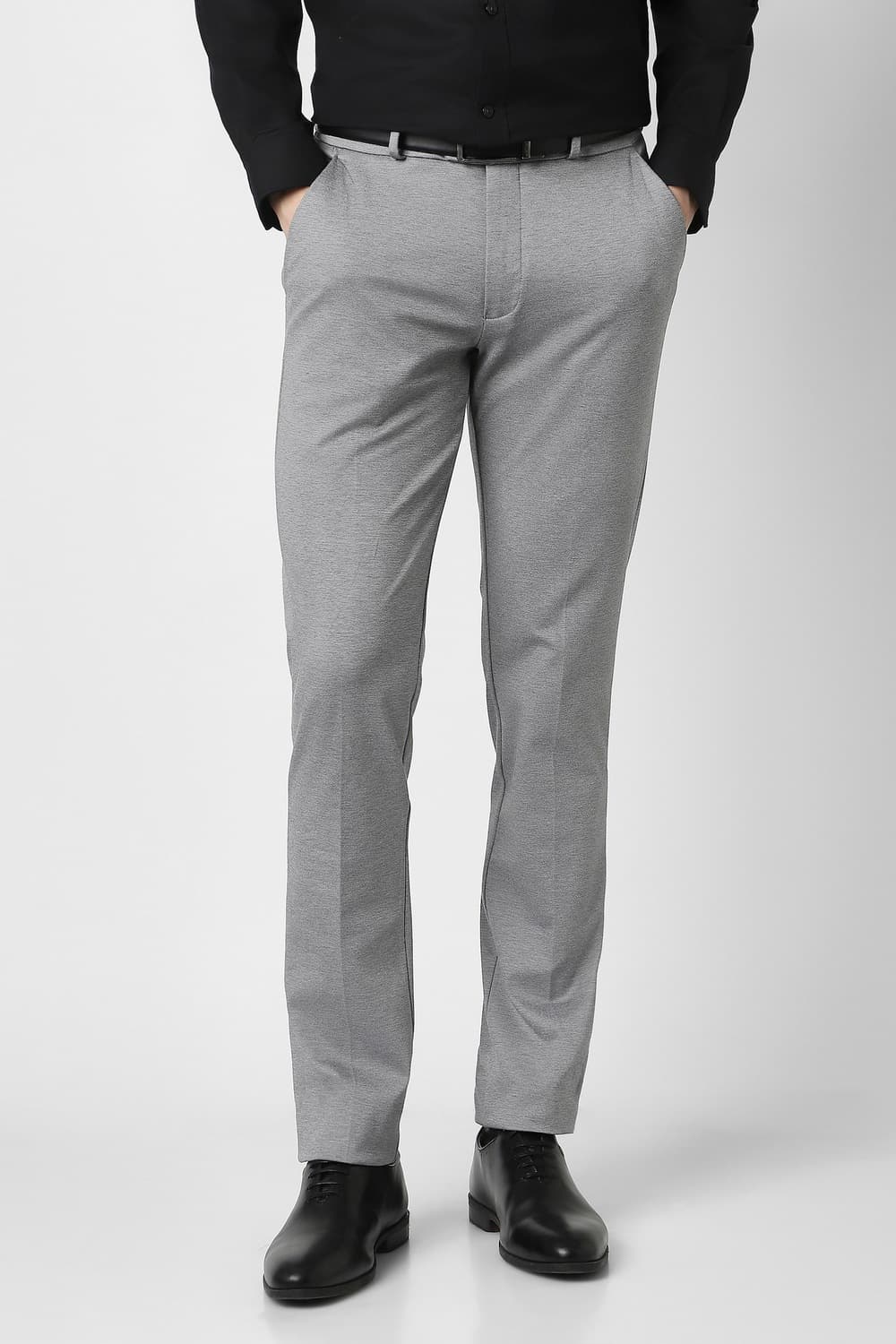 Men Grey Print Trousers | Peterengland Men Grey Print Trousers | Peterengland