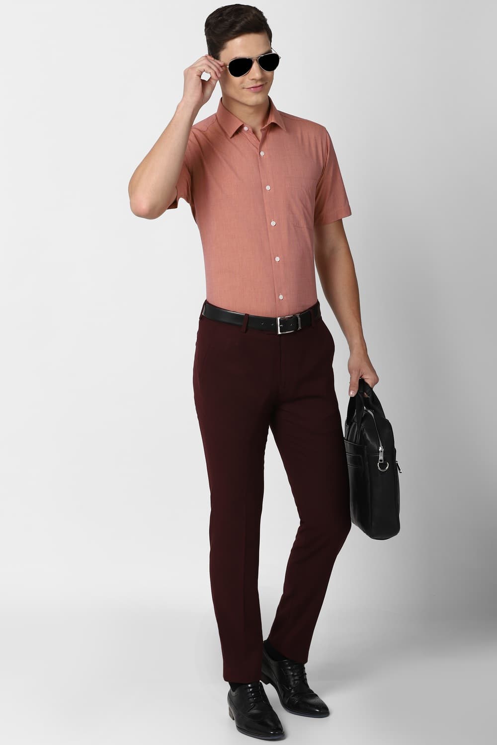 Men Pink Regular Fit Half Sleeves Formal Shirt | Peterengland Men Pink Regular Fit Half Sleeves Formal Shirt | Peterengland