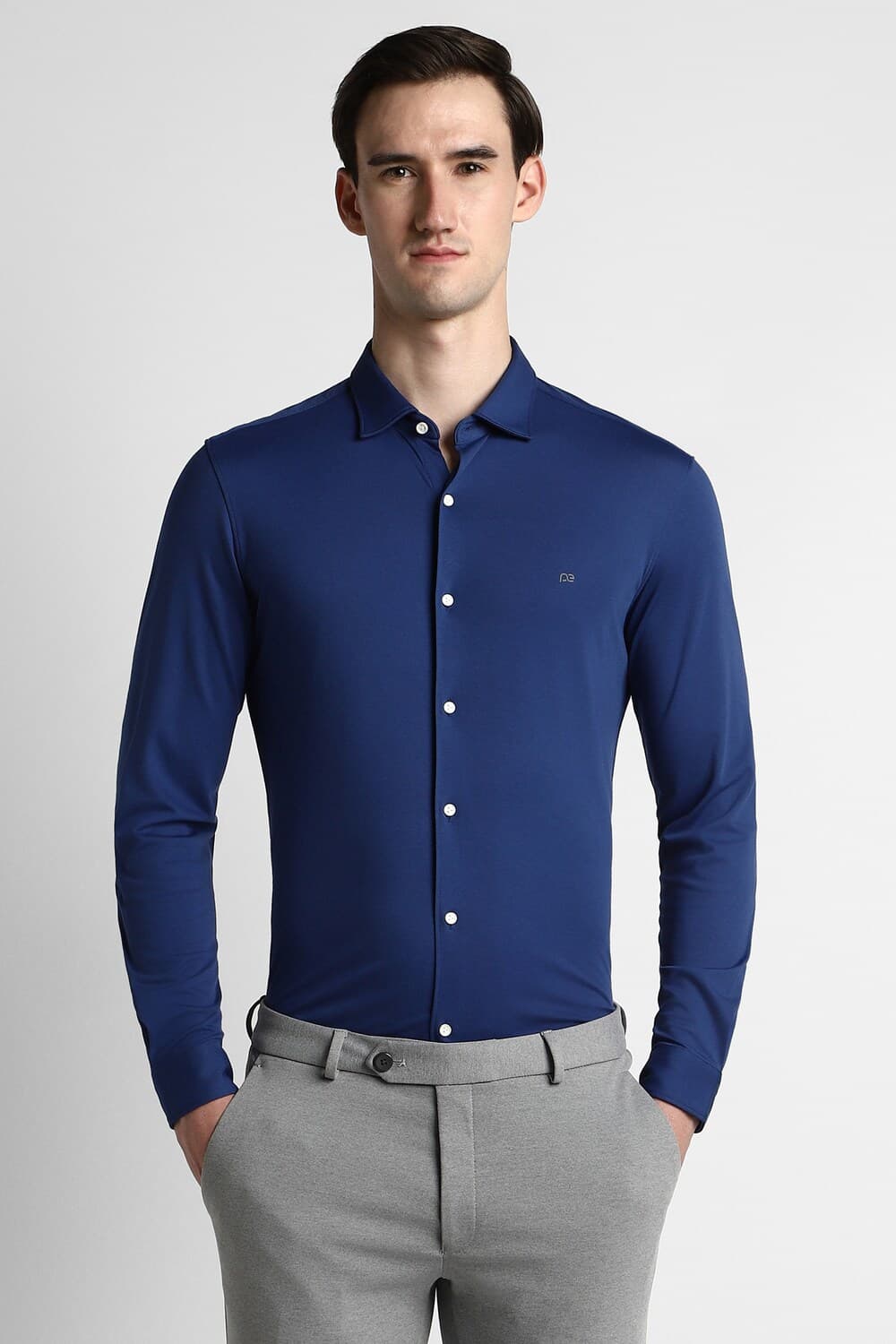Men Blue Athletic Fit Full Sleeves Formal Shirt | Peterengland Men Blue Athletic Fit Full Sleeves Formal Shirt | Peterengland