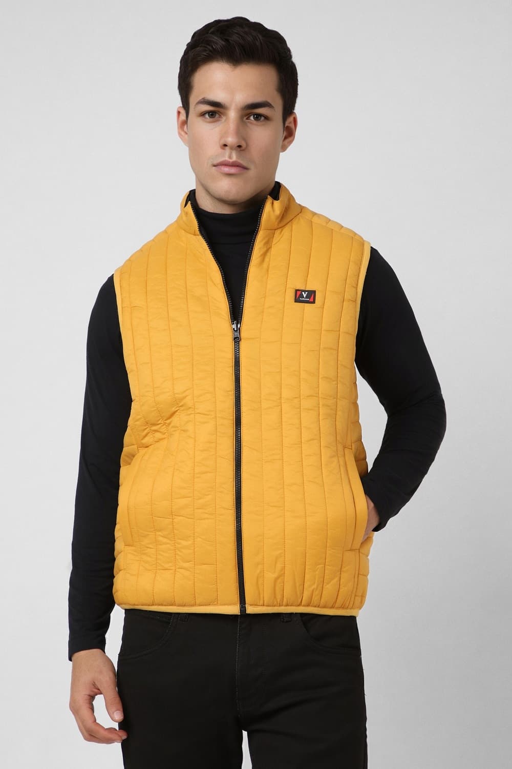 Men Black Solid Casual Jacket | Vanheusenindia Men Black Solid Casual Jacket | Vanheusenindia