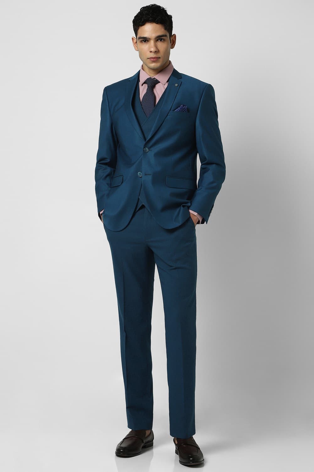 Men Blue Textured Slim Fit Wedding Four Piece Suit | Vanheusenindia Men Blue Textured Slim Fit Wedding Four Piece Suit | Vanheusenindia