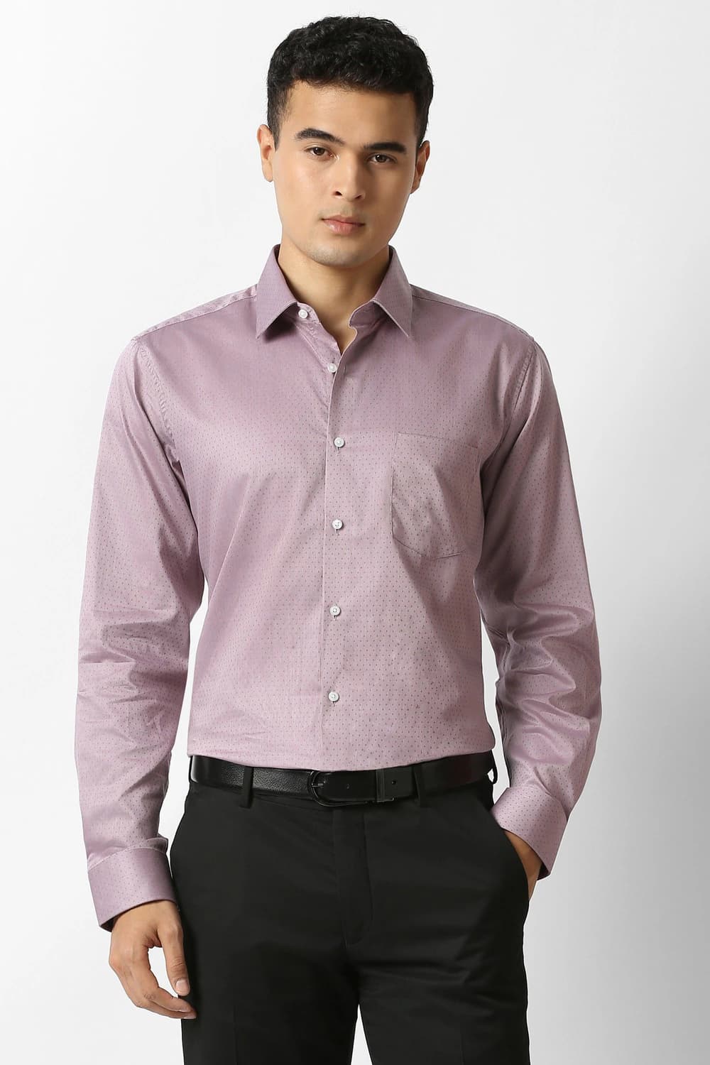 Men Pink Regular Fit Textured Full Sleeves Wedding Shirt | Vanheusenindia Men Pink Regular Fit Textured Full Sleeves Wedding Shirt | Vanheusenindia